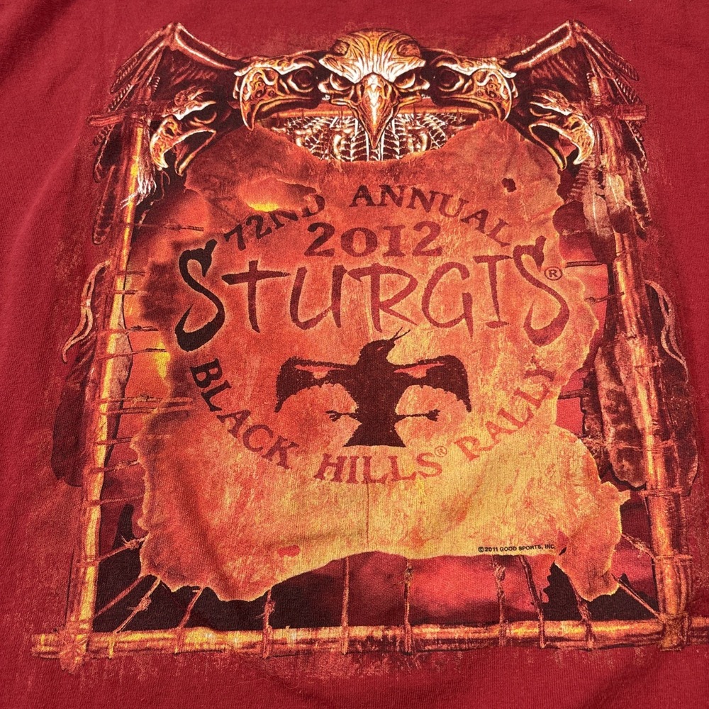 Vintage Harley Davidson Sturgis 2012 72nd Annual Black Hills Rally T-Shirt 2XL